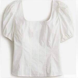 NWT J Crew White Puff Sleeve top size 6